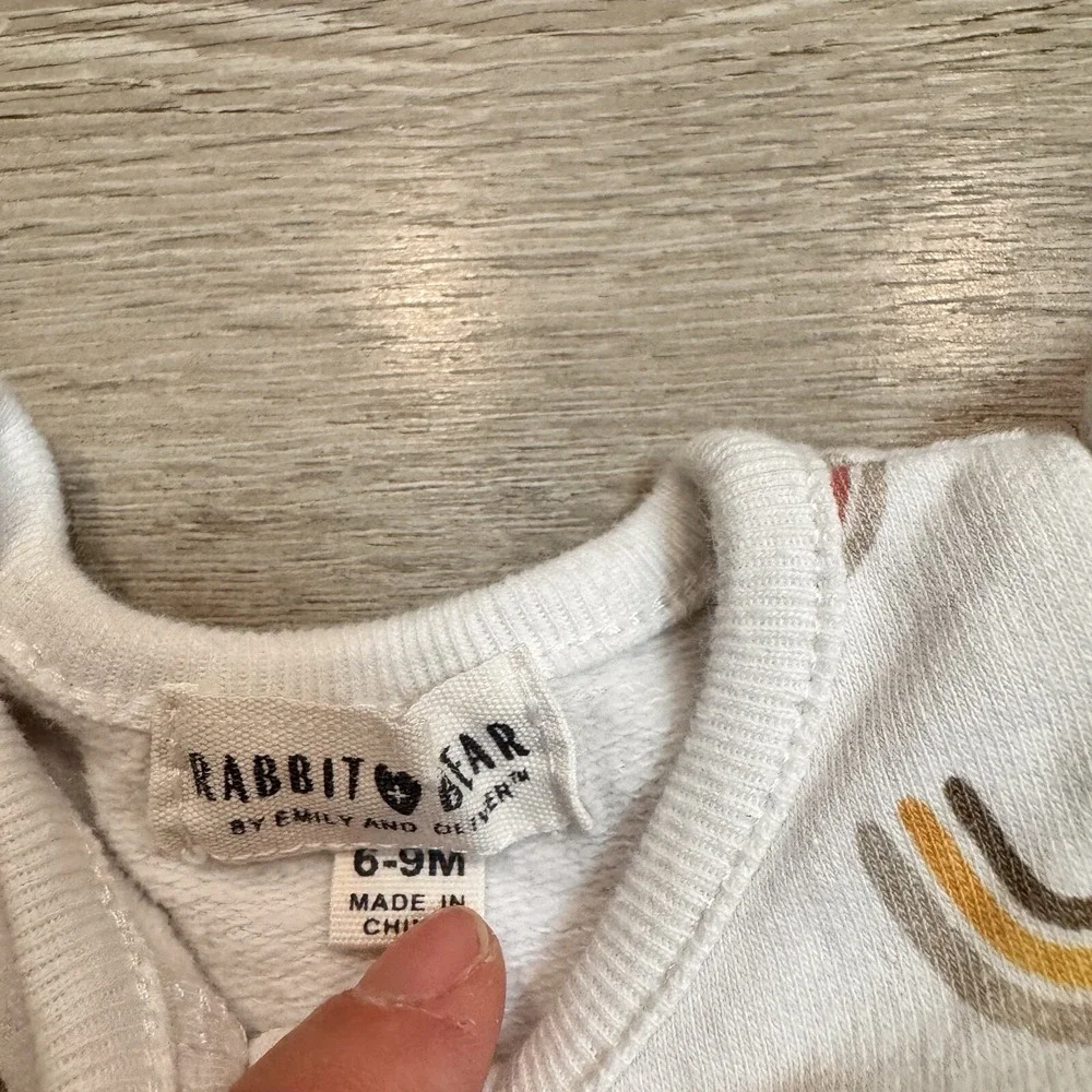 Rabbit & Bear Girls Size 6-9 M French‎ Terry Rainbow Ruffle One piece Outfit